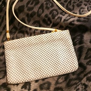 Vintage white metal mesh “disco purse” leather strap EUC
